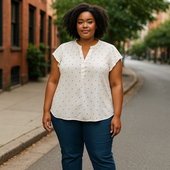Perch Blu Pepper White Star-Patterned Top - Picture 1 of 7